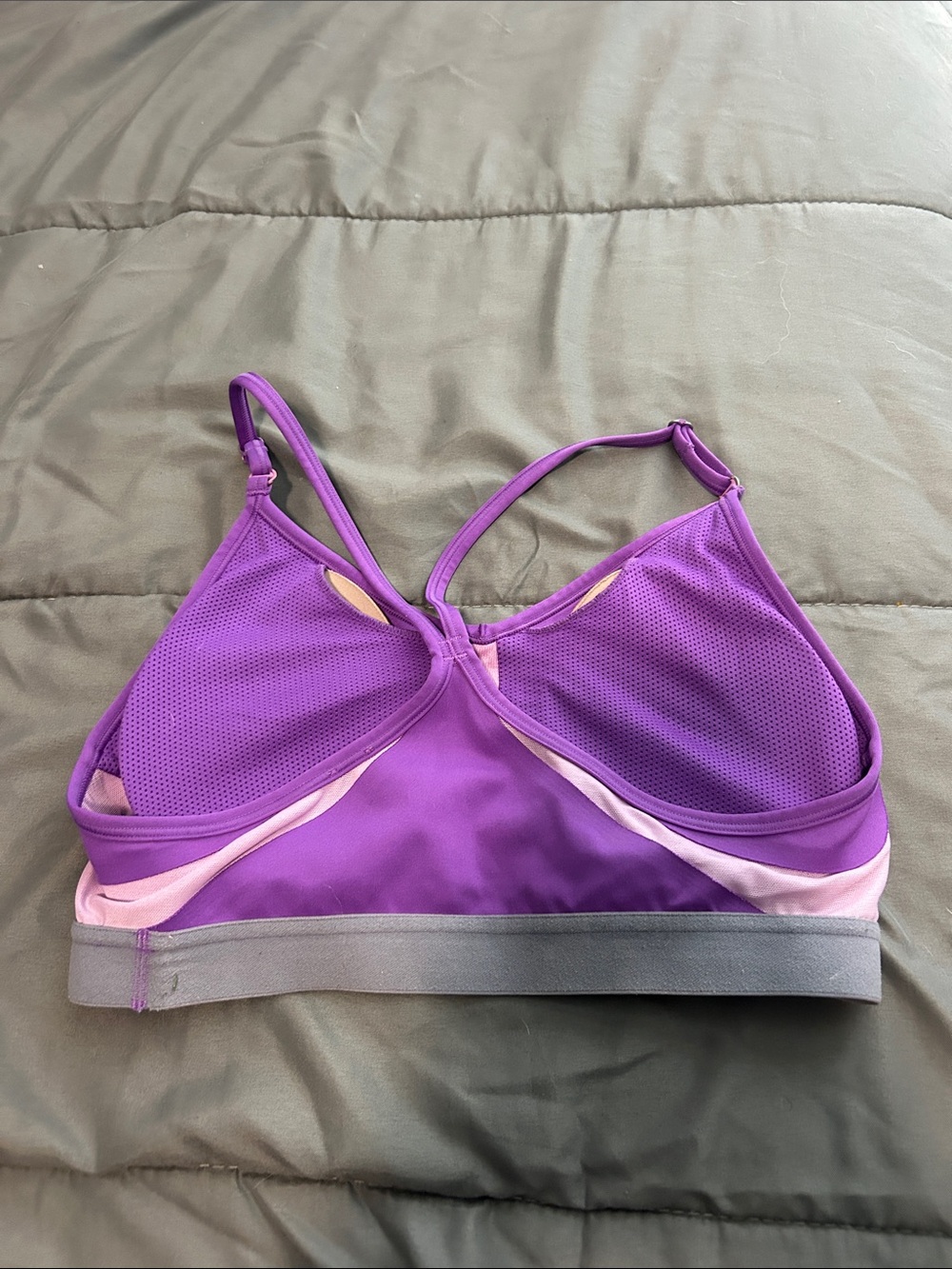 Nike Purple & Light Pink Racerback Sports Bra with Gray Band - Picture 2 of 2